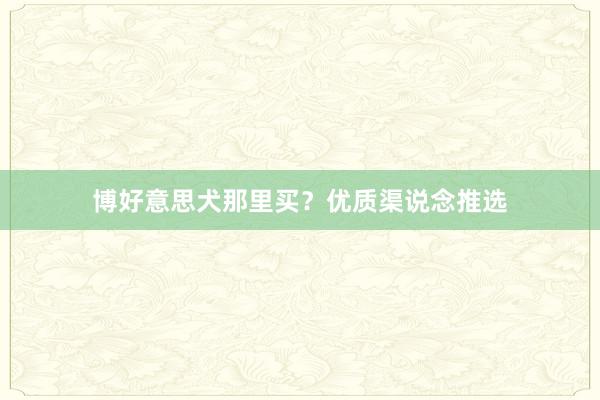 博好意思犬那里买？优质渠说念推选